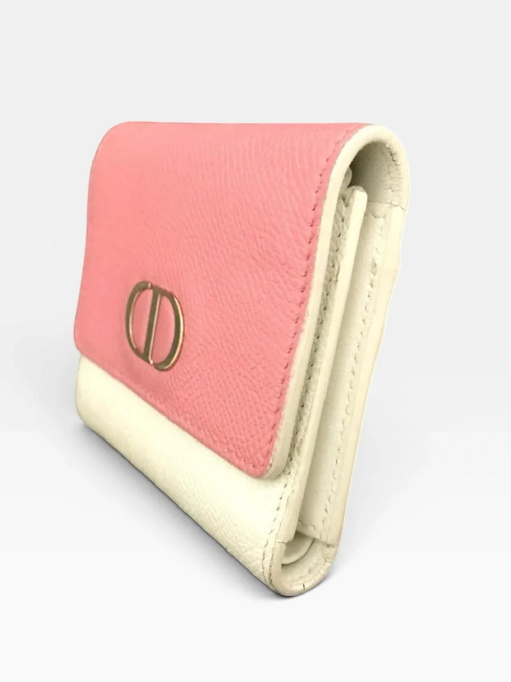 ✨🛍️ Christian Dior Pink and Cream Leather 30 Montaigne Compact Wallet